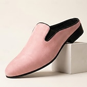 お買い得  メンズ・クロッグス＆ミュール-メンズ ピンク スエード ミュール ローファー スリッポン ファッション ドレスシューズ ソフトでエレガントなステートメント フットウェア 結婚式、パーティー、宴会、プロム、イブニング イベントに最適