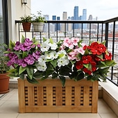 お買い得  造花-インパチェンスの造花2個セット、マルチカラーの造花鉢植え、中庭やバルコニー用の高品質装飾品、長持ちする造花、家庭や屋外の景観