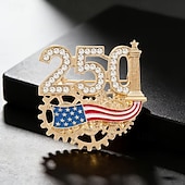 お買い得  Acessórios para festa-アメリカ建国250周年記念ブローチ2個セット、アメリカ建国250周年記念愛国ピン（1776-2026）、ラインストーンクリスタルアメリカ国旗ラペルピン、独立記念日記念ジュエリー、ゴールドトーンのお土産ギフト