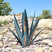 billige Landskapslys-1 stk utendørs solcelledrevet dekorativ lampe i metall av agave, fargeskiftende LED, hage, gårdsplass, plen, gangstibelysning – perfekt for bryllup, høytider, fester, terrasse og stemningsfull