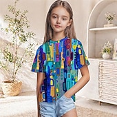 abordables Vision 3D de la Fille &amp; Éclat-Fille 3D Graphique Géométrique T-shirt Manche Courte Impression 3D Été Printemps Sports Mode Streetwear Enfants 5-12 ans Col Rond Occasionnel Quotidien Extérieur Coupe régulière