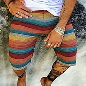 levne Geometrický tisk-Pánské Cikánský Barevná Proužky Tepláky Plážové šortky Terry šortky Středně vysoký pas Retro Denní Streetwear Dovolená Šňůrky Elastický pas 3D tisk Návrhář Oblečení