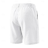 abordables Vacances-Homme Shorts Shorts en Lin Shorts d'été Shorts de plage Cordon de serrage Taille Élastique Uni Confort Respirant Longueur Genou Quotidien Extérieur Fête Vacances Mode Noir Blanche Non Elastique