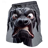  Voor heren Hond Gezichtsuitdrukking tekenfilm dieren Lange zwembroeken Badpakken Zwembroeken Boardshorts Medium Taille Hawaii Grappig Strandvakantie Zijzakken Mesh voering Elastische tailleband met