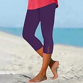  Women's Leggings Vacation Basic Calf-Length High Waist Comfort Micro-elastic Daily Blue claret Black Red Summer Spring Bodycon Top