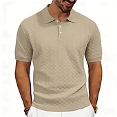 cheap Men's Classic Polo-Men's Polo Polo Shirts Casual Street Lapel Short Sleeve Basic Modern Plain Lightweight Buttons Summer Spring Regular Fit Black White Khaki Dark Grey Army Green Polo