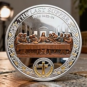  Keresztény hit emlékérme az utolsó vacsora és a Szentírás tiszteletére, inspiráló vallási gyűjthető érem, áhítatos ajándék hívőknek és egyháztagoknak