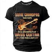  Men's Some Grandpas Take Naps Real Grandpas Play Bass Guitar Then Take A Nap Retro Bassist Vintage Graphic T Shirt Tee Regular Fit Fathers Day Gift Designer Clothing Apparel S M L XL XXL XXXL