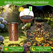 billiga Pathway Lights &amp; Lanterns-färgglad solcellslykta med kolibri, trädgårdspresenter för kvinnor och mammor, hängande utomhuslampor, vattentät dekorativ metalllampa för uteplats, gård, veranda, däck, bakgård, gångväg