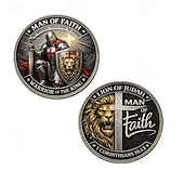 cheap U.S. 250th Anniversary-Man of Faith Commemorative Coin, Lion of Judah Design, Warrior of the King Collectible, Inspirational Christian Gift with 1 Corinthians 16:13 Bible Verse