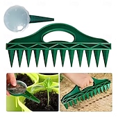 economico Giardinaggio-Set di attrezzi per seminatrice manuale da giardino, semina rapida a 12 fori, spargisemi per giardinaggio, distanziatore portatile per semi, perforatore per il terreno per piantare semi e allentare il