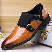cheap Monk Shoes-Men's Faux Leather Double Monk Strap Dress Shoes Elegant Formal Loafers for Weddings, Office and Special Occasions