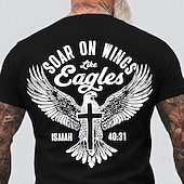  Maglietta Motivazionale della Bibbia Uomo Volare sulle Ali come Isaia 40:31 Aquila Croce Cristiano Religioso Fede Grafica Collo a Giro Regolare Fit Casual Designer Abbigliamento