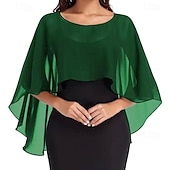voordelige Cape-Damesomslag Bolero Moeder Wraps Bruids Wraps Wraps voor bruiloftsgasten Elegant Dames Formele Stijl Mouwloos Chiffon Bruiloftsomslagen Met Pure Kleur Voor Dagelijks Lente zomer