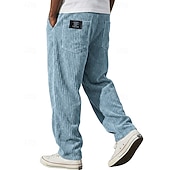 ieftine pantaloni casual-Bărbați Pantaloni Pantaloni Corduroy Pantaloni de iarnă Pantaloni casual Pantaloni largi Cordon Picior drept Culoare solidă Confort Απαλό Lungime totală Casual Zilnic În aer liber Modă Stil Clasic