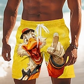  Homens Engraçado Pato animais de desenho animado Calção Justo de Natação Fatos de banho Calções de banho Bermuda de Surf Cintura Média Havaiana férias na praia Bolsos laterais Forro de malha Cintura
