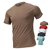 abordables Camisetas casuales de hombre-Hombre Camiseta Camisa manga corta Camiseta superior Manga Corta Cuello Barco Verano Primavera Color sólido Ropa de calle Elegante Básico Secado rápido Delgado Diario Exterior Vacaciones Café