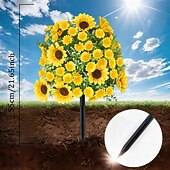 Недорогие Искусственные цветы-Искусственные подсолнухи и ромашки на подставке, высотой 21,65 дюйма, уличные цветы в горшке с опорой для вкопания в землю, реалистичная зелень для дома, сада, патио, напольного украшения.