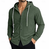 abordables Camisas informales elegantes para hombre-Hombre Camisa Camisa casual Camisa de Pana Abotonar la camisa Negro Blanco Verde Claro Rojo Azul Marino Manga Larga Plano Con Capucha Casual Diario Con Capucha Ropa Elegante Moda Casual