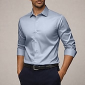 economico Camicie in raso da uomo-Per uomo Camicia Camicia in raso Camicia elegante Camicia con Bottoni Semplice Matrimonio Formale Blu chiaro Nero Bianco Verde Manica Lunga Bavero Tutte le stagioni Abbigliamento Puro