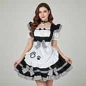 ieftine Rochii Lolita-Cosplay Costum de servitoare Anime Rochii Costum Cosplay Ținute Costume Cosplay Rochii Carnaval ziua îndragostiților Mascaradă Fulare Costum Pentru Pentru femei Fete Adolescent Adulți