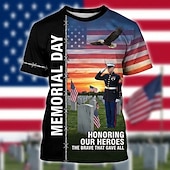  giorno della memoria "ricordare &Maglietta da uomo con stampa integrale raffigurante un soldato inginocchiato, con scollo rotondo e maniche corte, ideale come regalo per i veterani, colore blu navy.