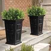 رخيصةأون نباتات صناعية وخضرة-٨ حزم من نباتات البقس الاصطناعية، نباتات ربيعية صناعية خارجية، شجيرات صناعية مقاومة للأشعة فوق البنفسجية، سيقان خضراء خارجية، أزهار خارجية تبدو حقيقية، أوكالبتوس صناعي