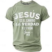  Camiseta Gráfica de Hombre Biblia Jesús Es El Camino La Verdad y La Vida Juan 14 6 Escritura Bíblica Cristiana Religiosa Camiseta Casual Manga Corta Ropa de Iglesia Ropa de Diseñador