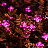 olcso Napelemes-napelemes átlátszó cseresznyevirág-fények 5m 20leds rózsaszín színű világítás kültéri kerti lámpákhoz udvarokhoz kertekhez erkélyekhez teraszokhoz bokrokhoz esküvői dekorációs világítás 1x
