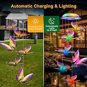 abordables Éclairages pour allées-colibri &amp;Carillon lumineux solaire papillon étanche pour extérieur, lot de 2, idéal pour le jardin, la terrasse, le balcon, la cour, la villa, la décoration estivale et les anniversaires. Parfait pour
