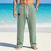 abordables pantalones casuales-Hombre Pantalones Pantalones casuales Pantalones anchos Pantalones texturizados Jacquard Correa Pierna recta Geométrico Plano Comodidad Longitud total Casual Diario Exterior Vacaciones Moda Azul