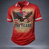 economico Polo Patriottico 250-4 luglio 2026 250° Per uomo Bandiera Americana Polo Manica Corta Magliette polo Camicie con Colletto Casual All'aperto Abbigliamento casual alla moda Athleisure Bottoni Tessuto retato traspirante