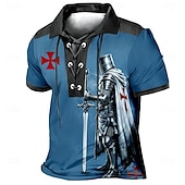 abordables Polo vintage para hombre-Hombre Caballeros templarios Camisetas polo Manga Corta Camisas de polo Diseño Vintage Casual Ropa de calle Ropa Cotidiana Impresión 3D Malla Transpirable Primavera verano Azul Piscina Negro Marrón