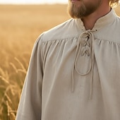  Medieval Renaissance Shirt Pirate Viking Fancy Dress Men's Viking Pirate Halloween Carnival Performance LARP Ren Faire Adults' Shirt