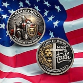 cheap U.S. 250th Anniversary-Man of Faith Commemorative Coin, Lion of Judah Design, Warrior of the King Collectible, Inspirational Christian Gift with 1 Corinthians 16:13 Bible Verse