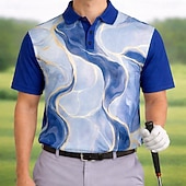 economico Polo da golf da uomo-Per uomo Marmo Polo Sportivi Manica Corta Magliette polo Camicie con Colletto Casual Athleisure Abbigliamento quotidiano Stampa 3D Bottoni Primavera &amp; Estate Blu Blu marino Viola