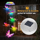 abordables Éclairages pour allées-colibri &amp;Carillon lumineux solaire papillon étanche pour extérieur, lot de 2, idéal pour le jardin, la terrasse, le balcon, la cour, la villa, la décoration estivale et les anniversaires. Parfait pour
