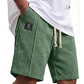 abordables Bermudas estilo casual-Hombre Pantalón corto Pantalones cortos de verano Pantalones cortos casuales Pantalones cortos de pana Bolsillo Cintura elástica Plano Comodidad Transpirable Longitud de la rodilla Exterior Playa