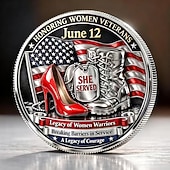  minnemynt for kvinneveterandagen til ære for tjeneste og mot &Arven etter kvinnelige militærhelter, samlermedalje, patriotisk hyllestgave til veteraner, feiring av 12. juni