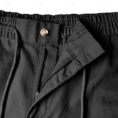 cheap Classic-Men's Shorts Linen Shorts Summer Shorts Beach Shorts Drawstring Elastic Waist Plain Comfort Breathable Short Daily Outdoor Beach Vacation Fashion Blue Black Inelastic