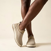 Χαμηλού Κόστους Slip-On Καθημερινά Παπούτσια-Ανδρικά μπεζ, αναπνεύσιμα, mesh slip-on casual sneakers, ελαφριά και άνετα παπούτσια για περπάτημα, για καθημερινή χρήση, ταξίδια, μετακινήσεις, καλοκαιρινή αναψυχή και smart casual στυλ.