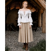  Medeltida kostymer Renässans Blus / Skjorta Lång ärm Pirat Viking Över axeln Maskeradkläder Dam Pirat fantasi Halloween Karnival Prestanda LARP Ren Faire Vuxna Blus