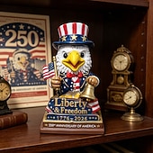 abordables 250 Aniversario de los EE. UU.-Figura de águila patriótica del 250 aniversario, libertad &amp;Estatua de águila de resina con el símbolo de la libertad, decoración conmemorativa del 250 aniversario de EE. UU. para el hogar, la oficina