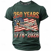  250周年 7月4日 2026年 メンズ 250年 1776-2026 P-51マスタング 戦闘機 グラフィック Tシャツ 短袖 クルーネック 愛国的 USA フラッグ 航空兵 材料 デザイナー衣料 アパレル