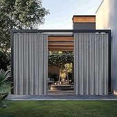 abordables Rideaux imperméables-Panneau de rideau imperméable d'extérieur bleu, rideau à œillets pour pergola, gazebo, porche, balcon, cabane de jardin, résistant aux intempéries