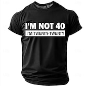  I'm Not 40 I'm Twenty Twenty Men's Funny Sarcastic 40th Birthday Joke Aging Humor T Shirt Graphic Crew Neck Short Sleeve Milestone Celebration Gift Designer Clothing Apparel