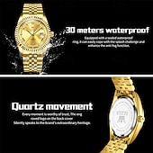 voordelige Quartz Watches-OLEVS Mens Luxury Watch Classic Green Face Two Tone Silver Gold Stainless Steel Waterproof Quartz Wristwatch with Date Luminous Hands Business Dress Fashion Watches for Men Gifts