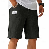  Per uomo Shorts Shorts di Lino Pantaloncini Estivi Pantaloncini casual Coulisse Elastico in vita Semplice Leggero Traspirante Lunghezza al ginocchio Quotidiano All'aperto Ferie Vacanza Moda Blu Nero
