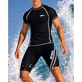 halpa Miesten Surffivaatteet-Miesten Normaali 2-osainen ihottumasuoja Surffauspaita Uimapukushortsit Tilkkutäkki Polvipituinen jalka UV-aurinkosuojaus Nopea kuivuminen Hengittävä Lyhythihainen Uima-asut Lainelautailu Vesiurheilu