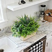 levne Umělé rostliny a zeleň-Venkovní umělé rostliny odolné proti UV záření - 12 kytic, realistické umělé eukalyptové kapradiny, levandulové zeleně na terasu, zahradu, přední verandu, dekoraci, odolné proti povětrnostním vlivům,